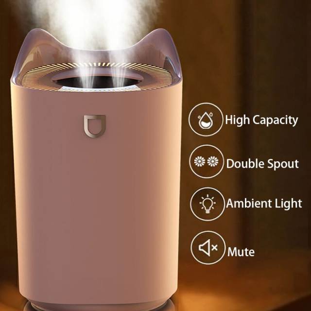 3000mL Air Humidifier Double Nozzle Humidifiers Diffuser USB Aroma Diffuser With Coloful LED Light