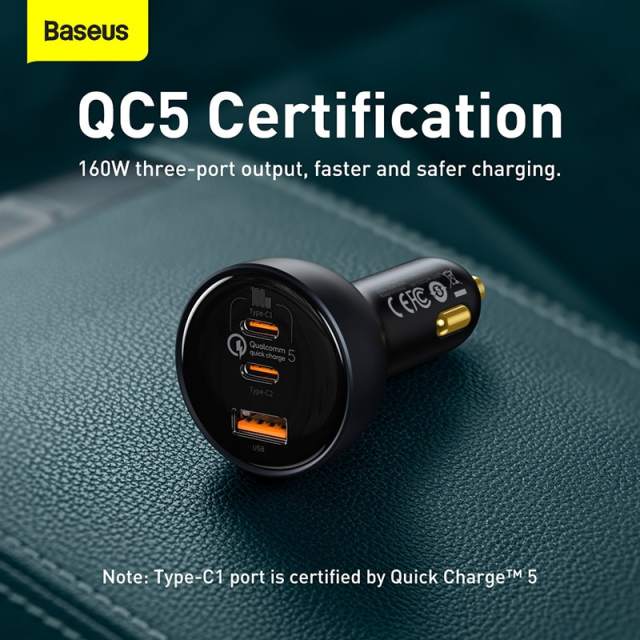 Baseus 160W Car Charger QC 5.0 Fast Quick Charging PPS PD3.0 USB Type C Car Phone Charge