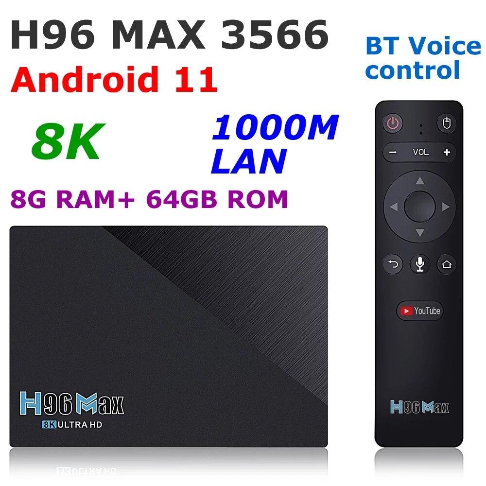 New H96 Max RK3566 Android 11.0 Smart TV Box Dual Wifi 4K H.265 