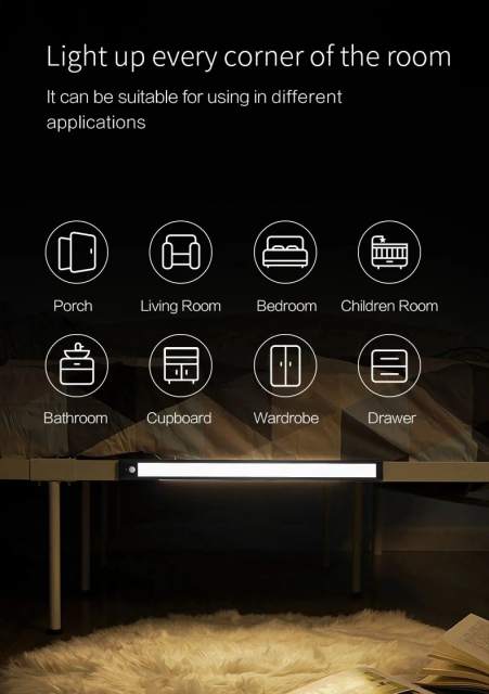 New Yeelight Motion Sensor Closet Light Dimmable Rechargeable LED Induction Night Lamp Kitchen Corridor Cabinet Wardrobe Light Bar