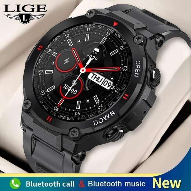 New LIGE Sports Smart Watch Men Bluetooth Call Music Playback Heartrate Monitor