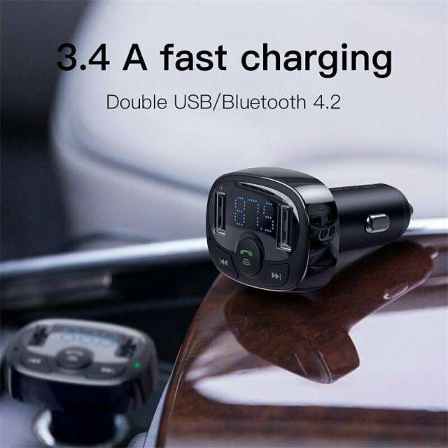 Baseus Wireless Bluetooth Car FM Transmitter MP3 Player 2 USB Charger Handsfree