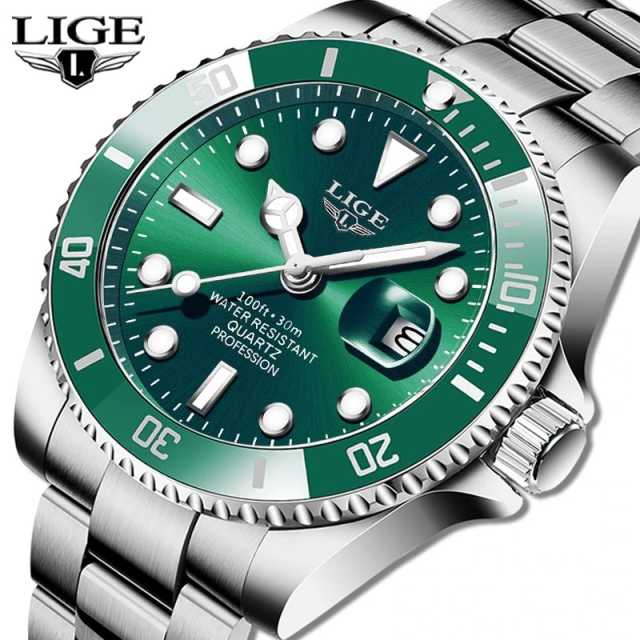 LIGE Top Brand Luxury Fashion Diver Watch Men Waterproof Date Clock Sport Watches