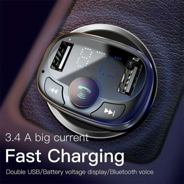 Baseus Wireless Bluetooth Car FM Transmitter MP3 Player 2 USB Charger Handsfree