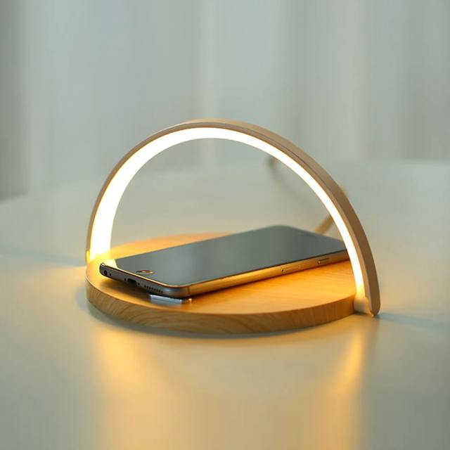 Qi Wireless Charger LED Table Lamp DC5V 10W USB Charging LED Desk Lamp Light Adjustment Table Bedside Lamp