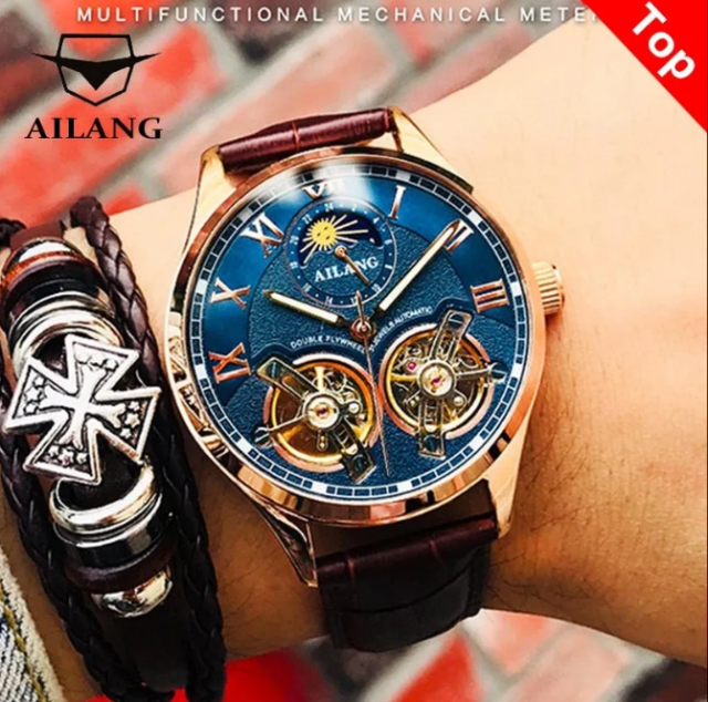 AILANG Original design watch men's double flywheel automatic mechanical watch