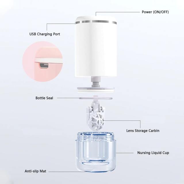 UpaClaire Auto Cleaner Care Ultrasonic Contact Lens Case Rechargeable USB Cleaning Machine
