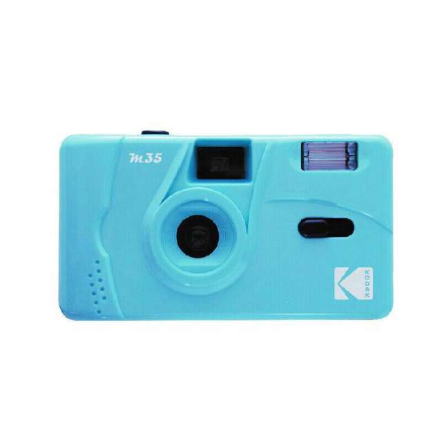  Kodak M35 - Cámara de película de 35mm, sin enfoque,  reutilizable, flash integrado, fácil de usar (azul cerúleo) : Electrónica