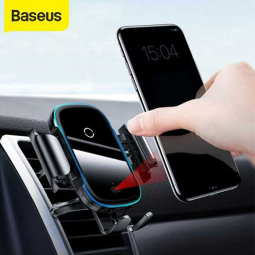 Baseus 15W QI Wireless Charger Car Mount for iPhone Samsung Car Phone Holder