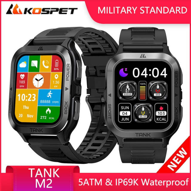 2023 New KOSPET TANK M2 Ultra Smart Watch Men Military Fitness Watches AI Voice