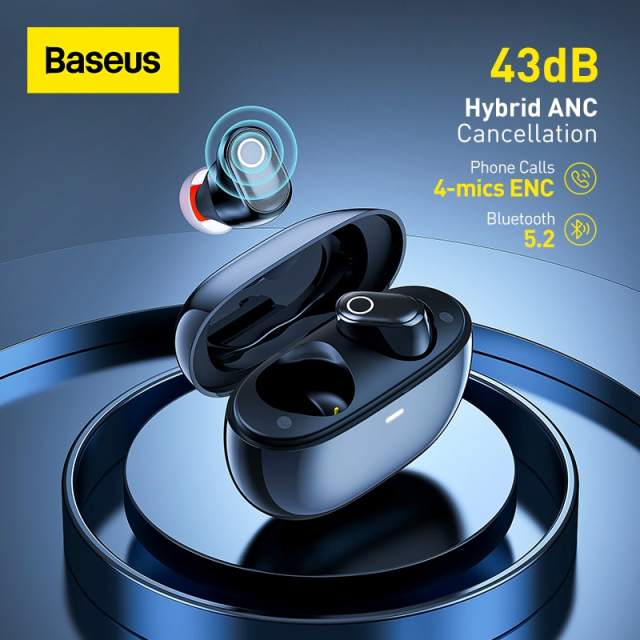 Baseus Bowie WM05 ANC Wireless Earphone Hybrid 43dB TWS Earbuds 4-mics Noise Cancellation Earphone