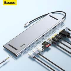 Baseus USB Type C HUB to 3.0 USB HDMI-compatible RJ45 USB HUB for MacBook Pro USB Splitter Multi 11 Ports