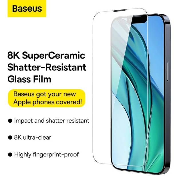 Baseus 2Pcs Nano Crystal Tempered Glass Film For iPhone 14 13 Pro Max Protector Glass Tempered Film Anti-Peeping Screen Glass