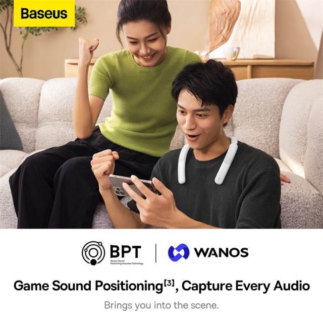 Baseus AeQur N10 Neckband Speaker Wireless Bluetooth Speaker Wearable Stereo Sound Dual-Mic ENC Reduction Foldable Neck Speaker
