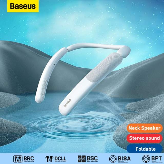 Baseus AeQur N10 Neckband Speaker Wireless Bluetooth Speaker Wearable Stereo Sound Dual-Mic ENC Reduction Foldable Neck Speaker