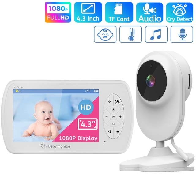 New 4.3 inch Wireless Color Baby Monitor Audio Video Baby Camera Walkie Talkie