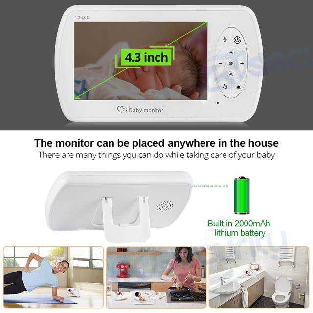 New 4.3 inch Wireless Color Baby Monitor Audio Video Baby Camera Walkie Talkie