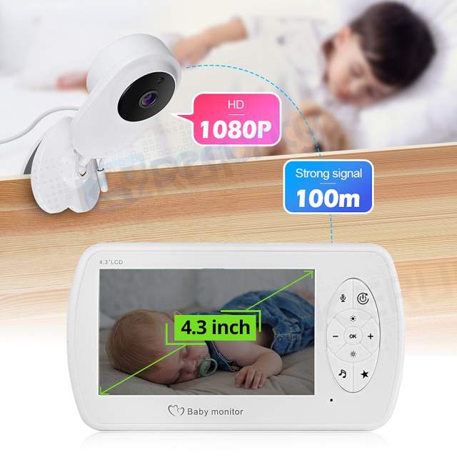 4.3 inch Wireless Color Baby Monitor Audio Video Baby Camera Walkie Talkie