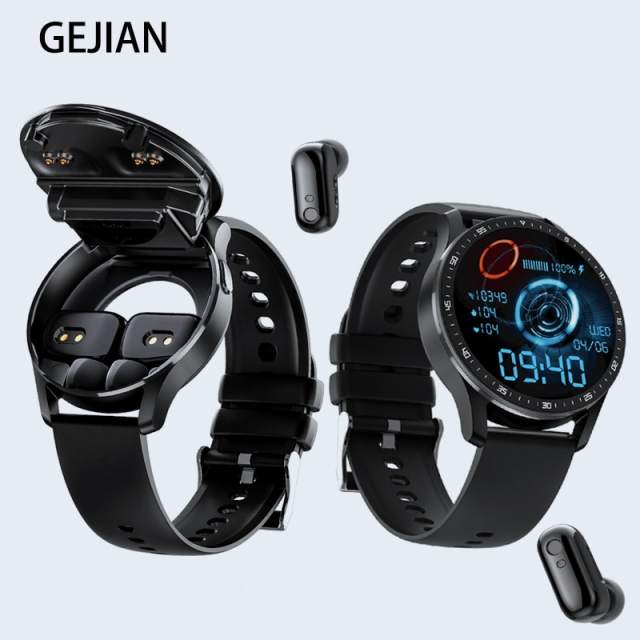 GEJIAN X7 Headset Smart Watch TWS 2 IN 1 Wireless Bluetooth Dual Earbuds Call Health Blood Pressure Sport Music Smartwatch