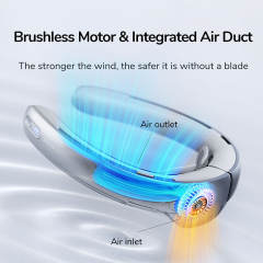 JISULIFE Portable Neck Fan 100 Speed Wind 5000mah Battery 17 Hour Work Time Mini Electric Neck Fan Usb Rechargeable Neckband Fan