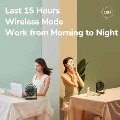JISULIFE Table Fan Mini USB Strong Wind Rechargeable Desk Fans Wireless 4000mAH