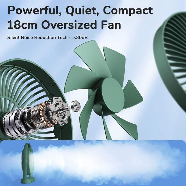 JISULIFE Table Fan Mini USB Strong Wind Rechargeable Desk Fans Wireless 4000mAH