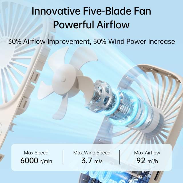 JISULIFE Mini Handheld Fan Small Fans Portable with Bracket USB Rechargeable Desk Fan Makeup Eyelash Fan Send Lanyard