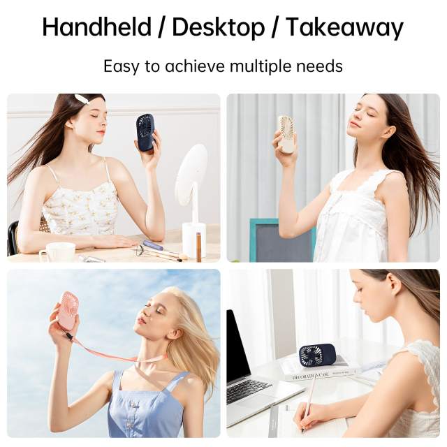 JISULIFE Mini Handheld Fan Small Fans Portable with Bracket USB Rechargeable Desk Fan Makeup Eyelash Fan Send Lanyard