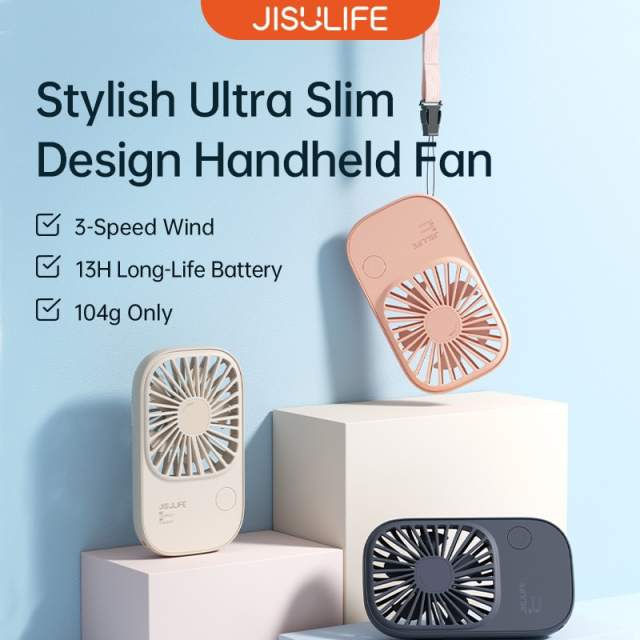 JISULIFE Mini Handheld Fan Small Fans Portable with Bracket USB Rechargeable Desk Fan Makeup Eyelash Fan Send Lanyard