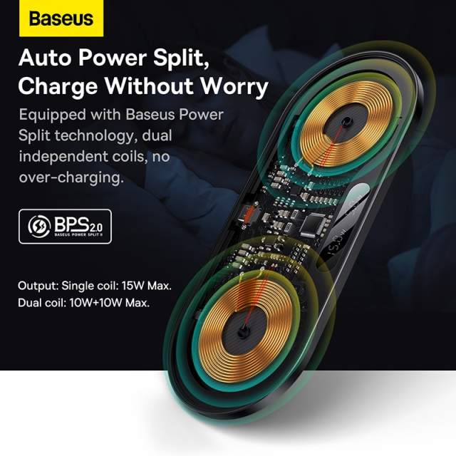 Baseus 20W Dual Qi Wireless Charger Pad For iPhone 14 13 12 Pro Max 11 8 Airpods 3 Xiaomi 2 in 1 Induction Wireless Fast Charger