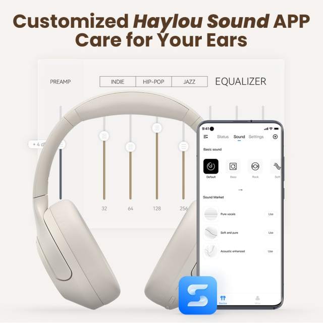 NEW HAYLOU S35 ANC Wireless Bluetooth 5.2 Headphones 42dB Over-ear Noise Cancellation Headsets