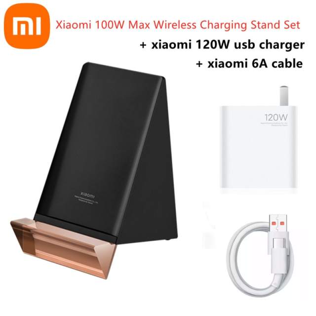 New Xiaomi 100W Max Wireless Charger Vertical Air-cooled Stand With 120W Charger 6A Type-C Cable Support Fast Charging