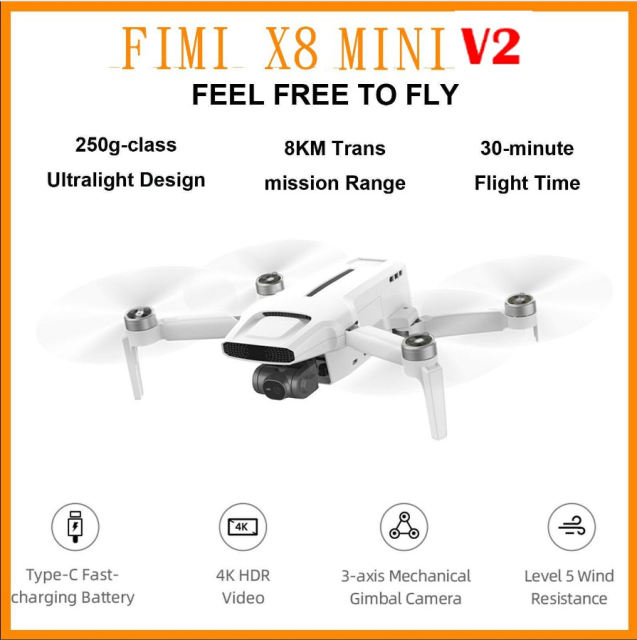 2023 NEW FIMI X8 MINI V2 Drone 4k HD 3-Axis Gimbal Camera 9km Transmission 250g RC Quadcopter