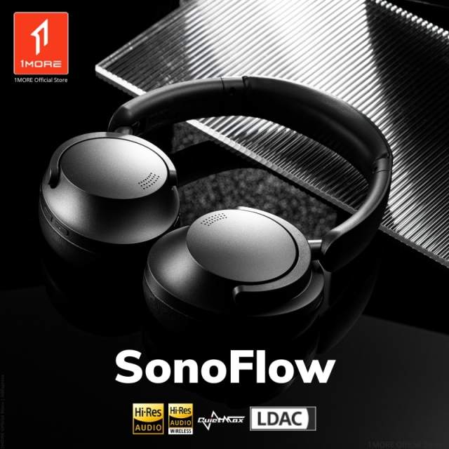 1MORE Sonoflow Wireless Bluetooth Active Noise Canceling Headphones, Hi-Res LDAC 12 EQ, 70H Battery, Connect 2 Devices, 5 Mic