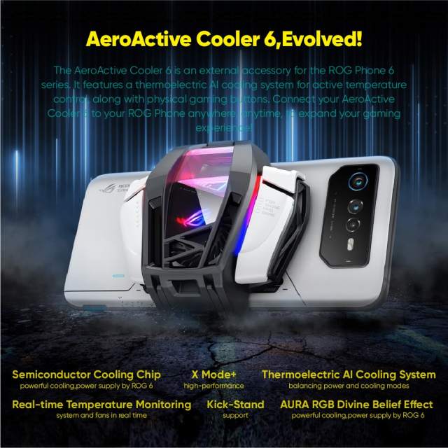 New ASUS ROG AeroActive Cooler 6 Cooling Back Clip Fan Holder For ROG Phone  7 / 6