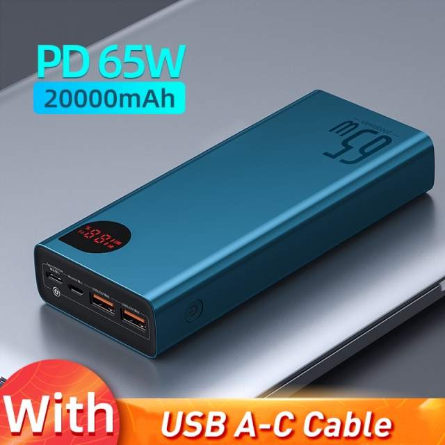 New Baseus 65W Power Bank 30000mAh/20000mAh PD Quick Charge FCP SCP Powerbank