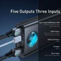 New Baseus 65W Power Bank 30000mAh/20000mAh PD Quick Charge FCP SCP Powerbank