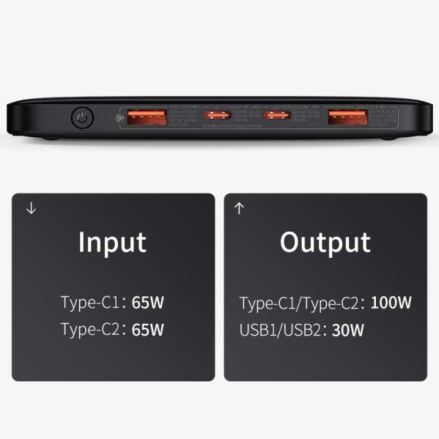 New BASEUS 100W Power Bank 20000mAh USB Type C PD Fast Charging Powerbank Portable External Battery Charger
