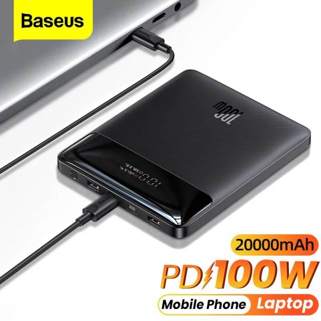 New BASEUS 100W Power Bank 20000mAh USB Type C PD Fast Charging Powerbank Portable External Battery Charger