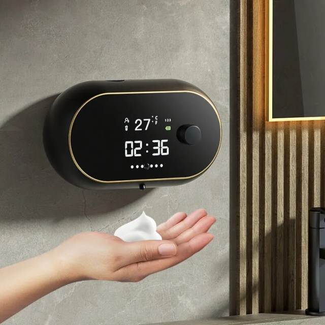 Creative Liquid Foam Soap Dispensers Time Temperature Display Automatic Soap Dispenser