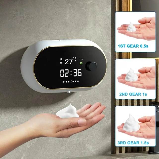 Creative Liquid Foam Soap Dispensers Time Temperature Display Automatic Soap Dispenser