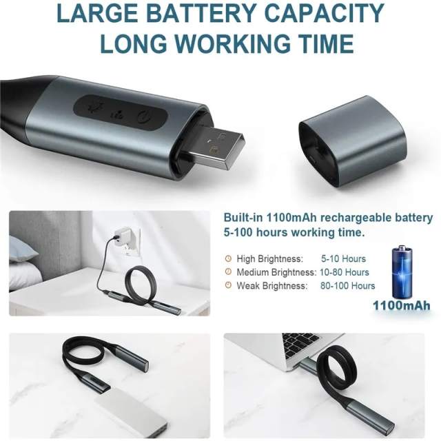 USB Reading Lamp Neck Book Light Rechargeable HandsFree Portable LED Reading Light For Camping Repairing Lighting