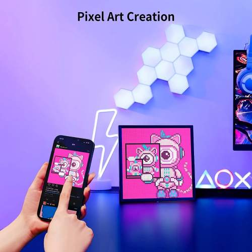 Divoom Pixoo 64 Digital Photo Frame with 64*64 Pixel Art LED Picture Electronic Display Board,Neon Light