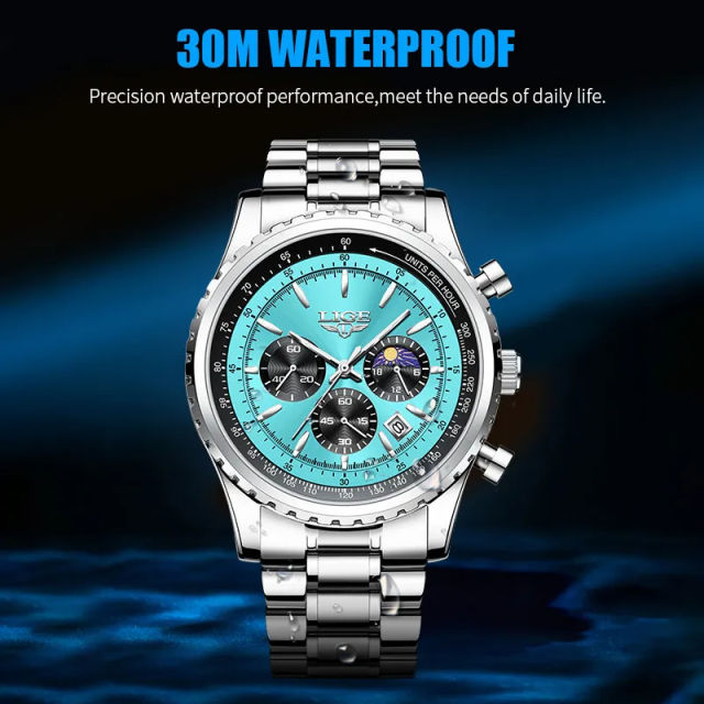 2023 LIGE Top Brand Luxury New Men Watch Quartz Man Watches Waterproof Luminous Watch