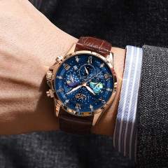 LIGE Men Watches Casual Sport Watch Men Luxury Waterproof Date Luminous Chronograph Wristwatch Male Quartz Watches Leather Clock