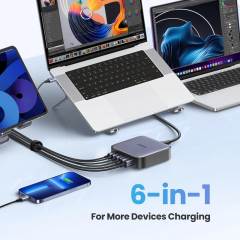 NEW UGREEN 200W GaN Charger Desktop Laptop Fast Charger Adapter For iPhone 15 14 Pro Max Xiaomi Samsung Tablets Phone Charger