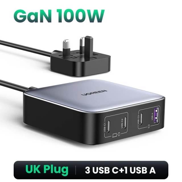 UGREEN 100W GaN Charger Desktop Laptop Fast Charger 4 in 1 Adapter For iPhone 15 14 13 12 Pro Max Phone Charger