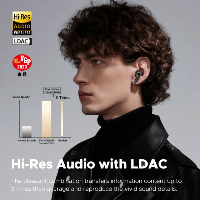 SoundPEATS Capsule3 Pro Wireless Earbuds with Hi-Res and LDAC 43dB Hybrid ANC Bluetooth 5.3 Earphones