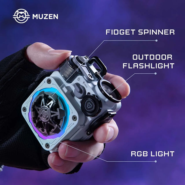 Muzen Cyber Cube-Pro Bluetooth Speaker, Bluetooth 5.0, Portable Speaker with Fidget Spinner, Crystal Clear Sound with RGB Led