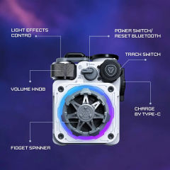 Muzen Cyber Cube-Pro Bluetooth Speaker, Bluetooth 5.0, Portable Speaker with Fidget Spinner, Crystal Clear Sound with RGB Led